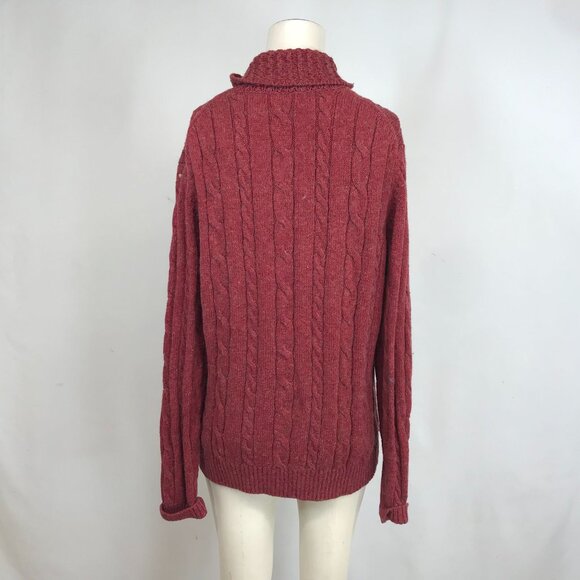LANDS' END - MEN'S MEDIUM 38-40  - BERRY LONG SLEEVE COLLARED WOOL BLEND SWEATER - Picture 5 of 8